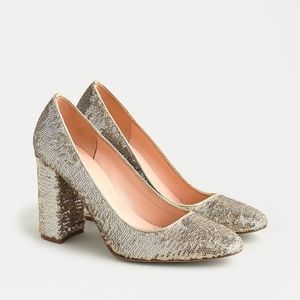 J. Crew Gold Sequin Pumps Size 10. Made In Italy. Original and never worn.